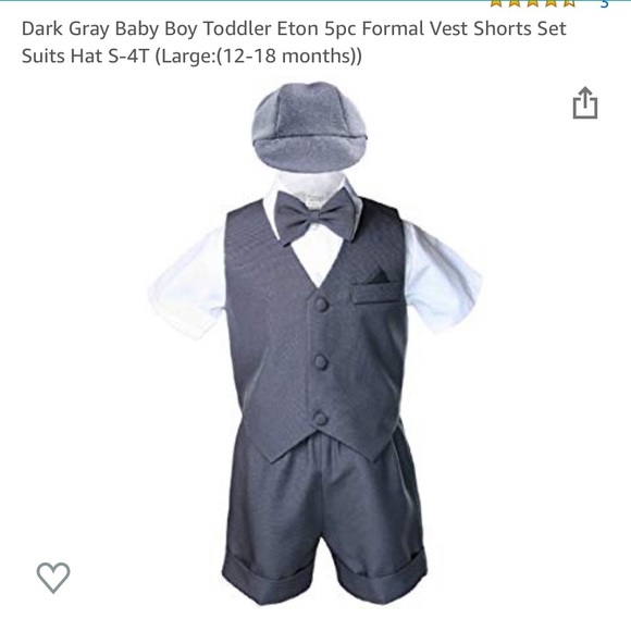 12-18M 5pc Formal shorts suit w hat & bow tie - Picture 2 of 8